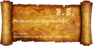 Modrovich Bereniké névjegykártya